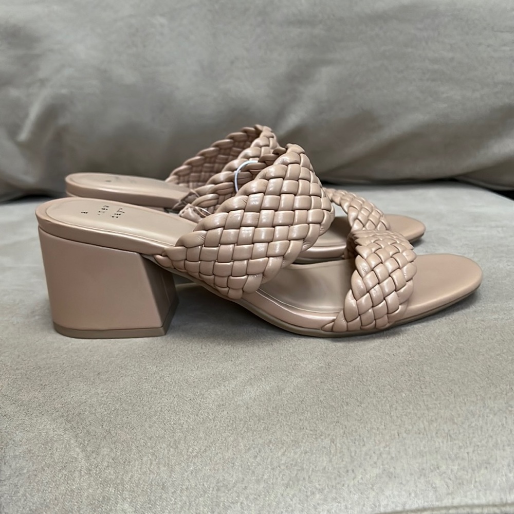 Beige shoes open back with a small heel